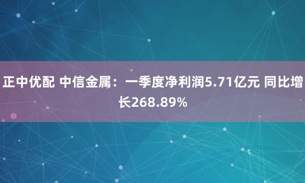 正中优配 中信金属：一季度净利润5.71亿元 同比增长268.89%